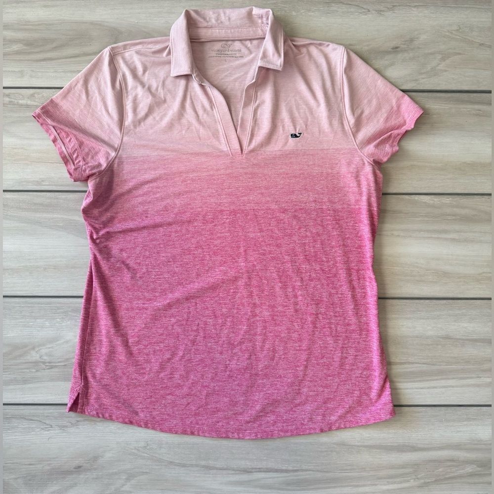 Vineyard Vines Gradient Polo Shirt Pink Large EUC